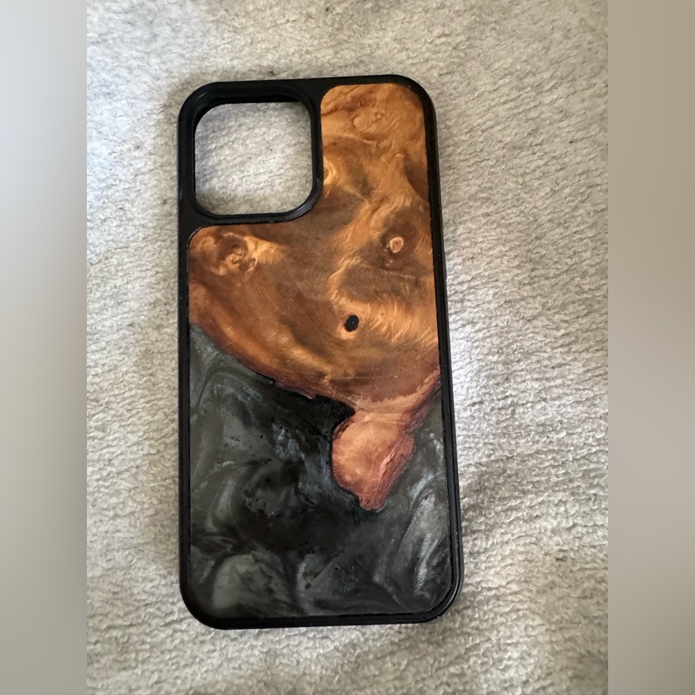 Carved iPhone 13 Pro Max Wood + Resin Phone Case